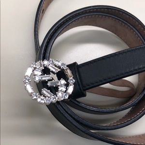 Gucci Interlocking Crystal G Skinny Belt